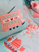 Pink Tram - Cotton Cushion Cover - We Love Hong Kong｜Kids Cushion
