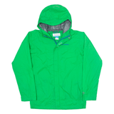 COLUMBIA Boys Rain Jacket Green Hooded L