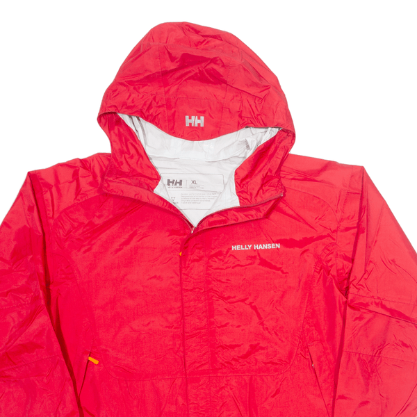 HELLY HANSEN Mens Rain Jacket Red Hooded XL