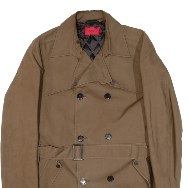 HUGO BOSS Double Breasted Mens Trench Coat Brown L