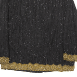 Embellished Womens Overcoat Jacket Black Silk M