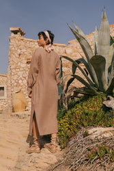 Amalia long linen dress in Rosy Brown