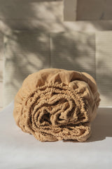 Linen fitted sheet in Mustard