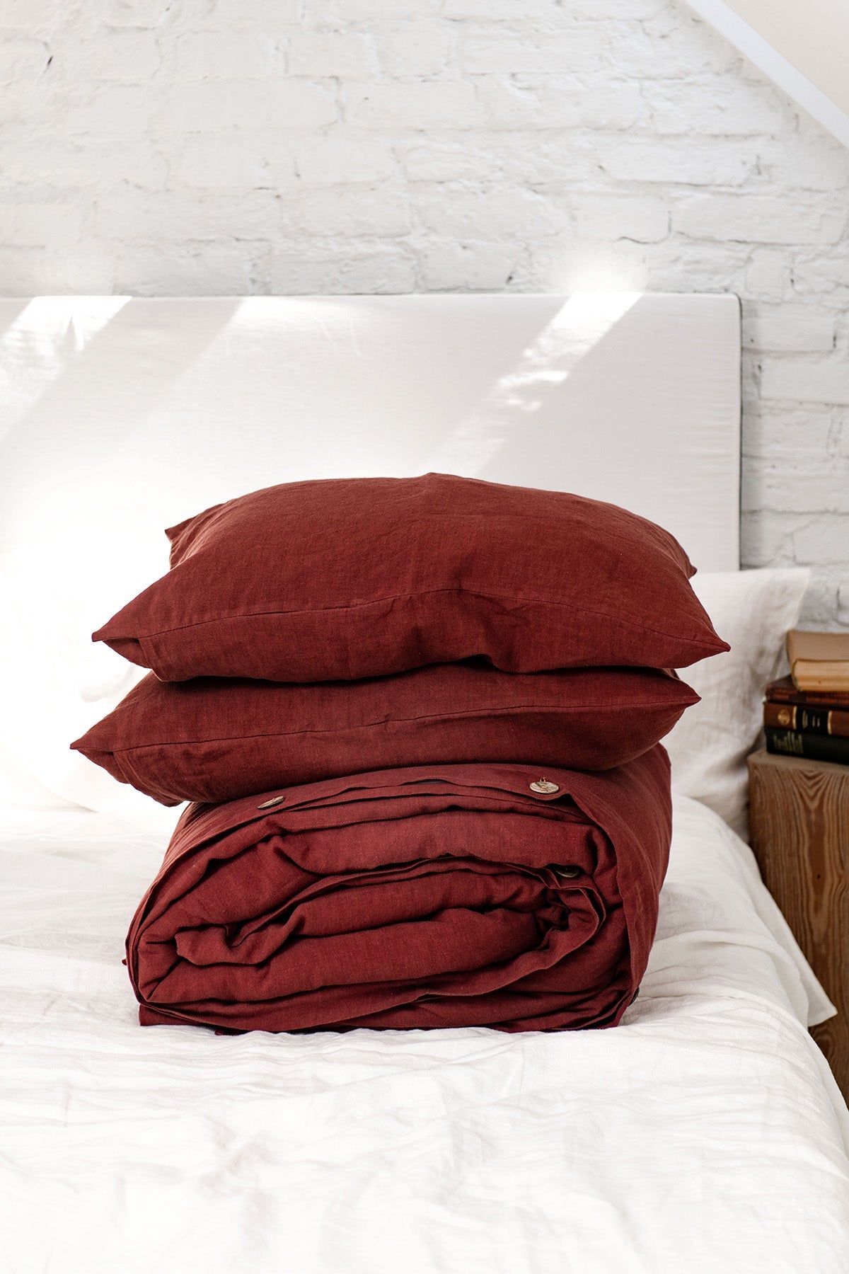 Linen bedding set in Terracotta