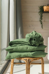 Linen sheets set in Matcha Green