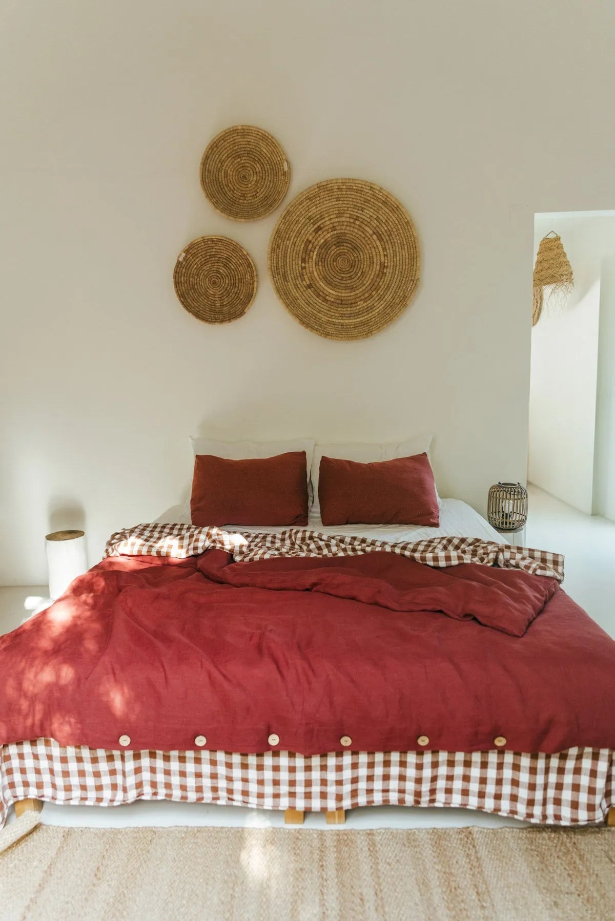 Linen bedding set in Terracotta