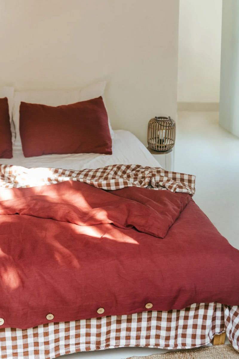 Linen bedding set in Terracotta