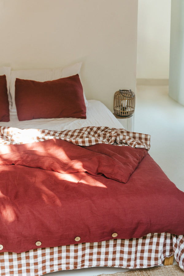 Linen duvet cover in Terracotta