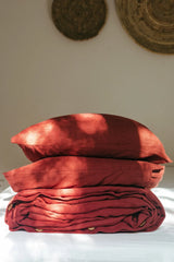 Linen bedding set in Terracotta