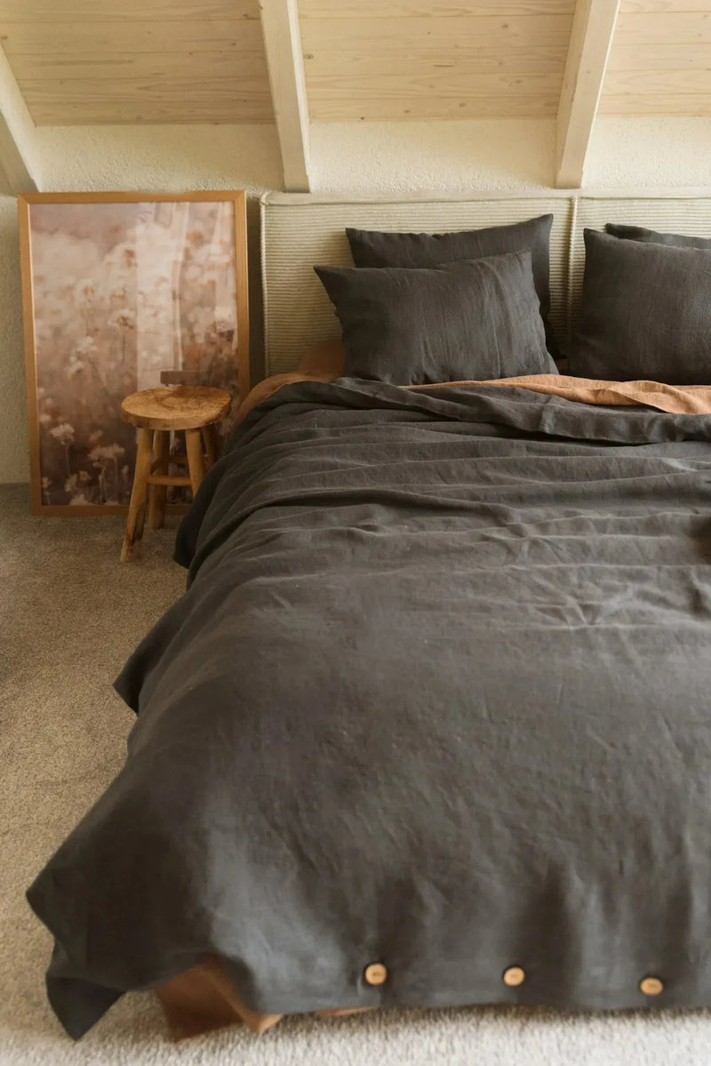 Linen duvet cover in Charcoal