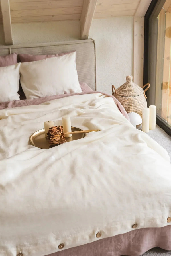 Linen duvet cover in White