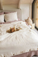 Linen bedding set in White