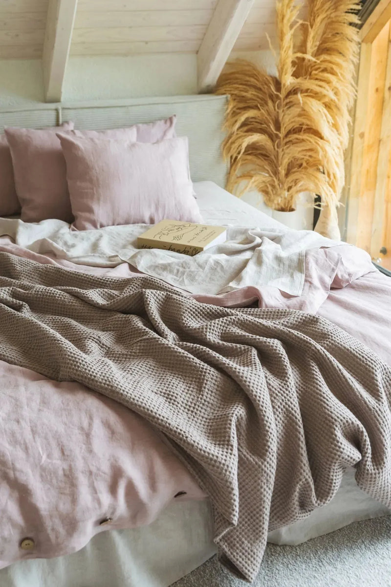 Linen duvet cover in Dusty Rose