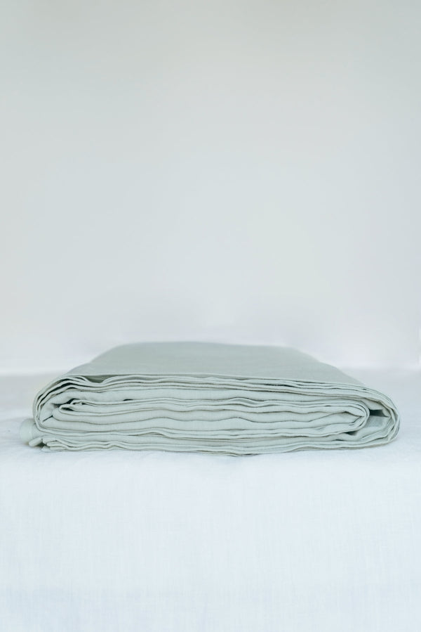 Linen flat sheet in Sage Green