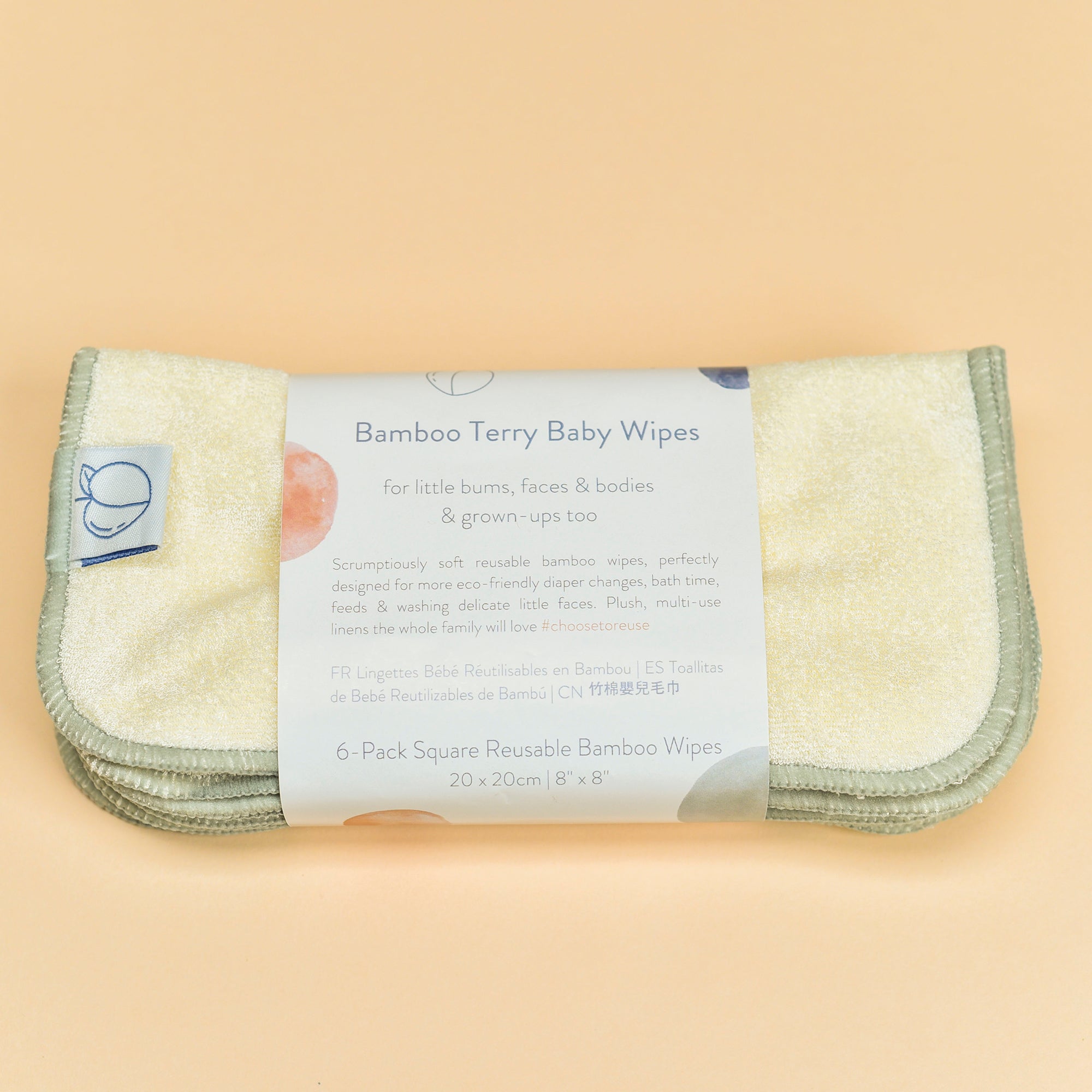 Bamboo Terry Reusable Baby Wipes 6-Pack