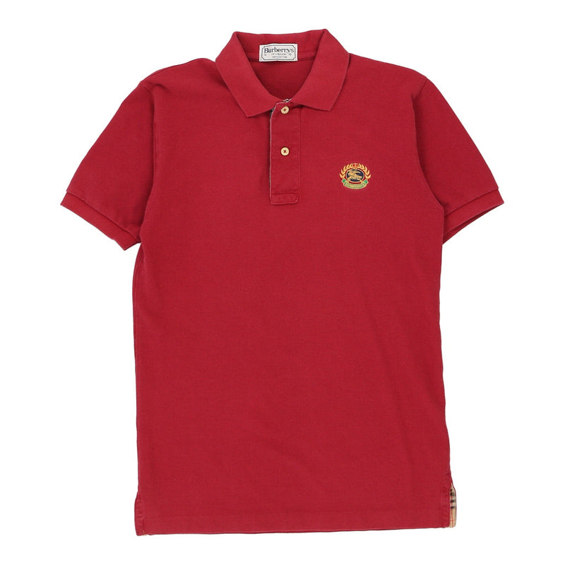 Burberry London Embroidered Polo Shirt - Small Red Cotton