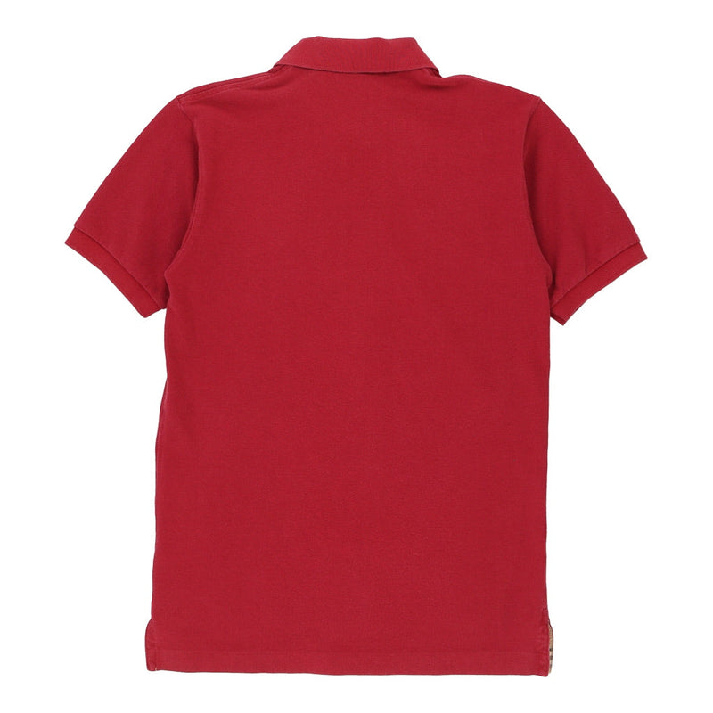 Burberry London Embroidered Polo Shirt - Small Red Cotton