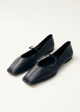 Sway Black Leather Ballet Flats