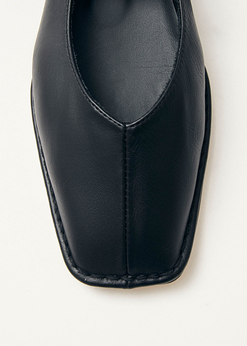Sway Black Leather Ballet Flats