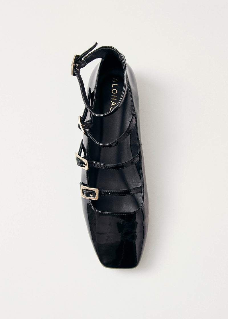 Luke Onix Black Leather Ballet Flats