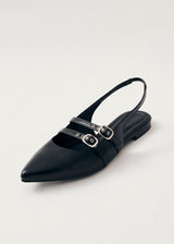 Wren Black Leather Ballet Flats