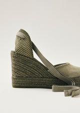 Cordelia Suede Green Leather Espadrilles