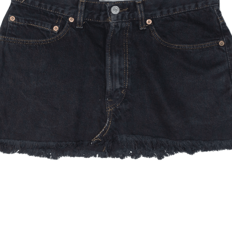 LEVI'S Cut Off 501 Womens Mini Skirt Black Short Denim M