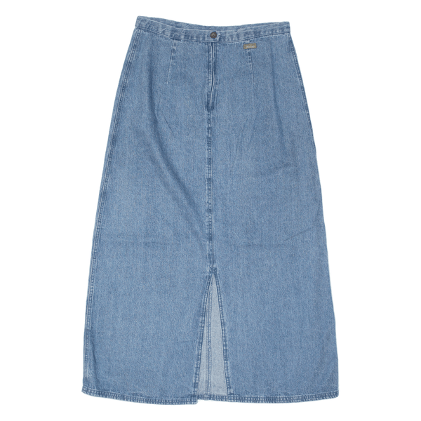 Vintage WOOLRICH Denim Womens A-Line Skirt Blue Long 90s Denim M