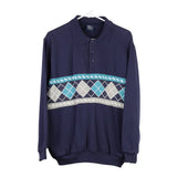 John Blair Collared Sweatshirt - Large Navy Cotton Blend