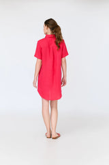 Elza - short sleeve linen mini shirt dress