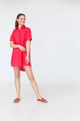 Elza - short sleeve linen mini shirt dress