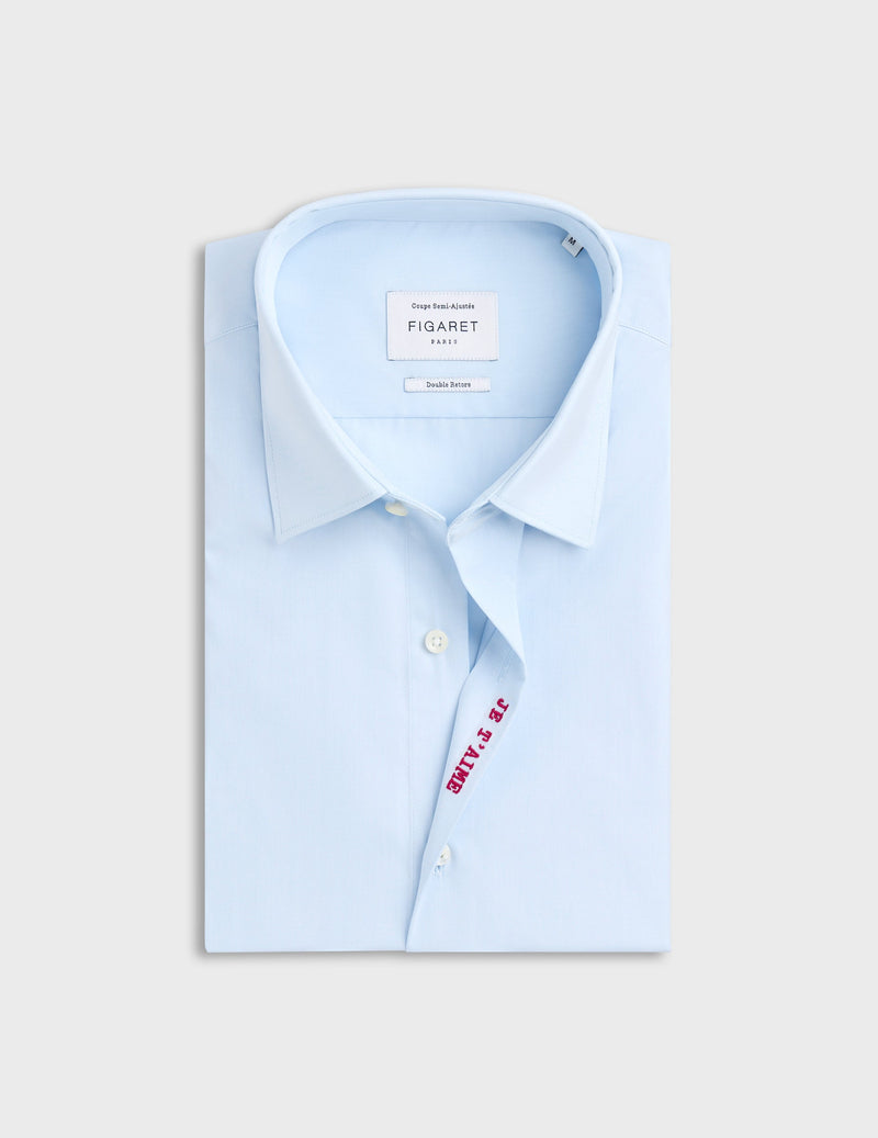 Shirt Je Taime Poplin Bleu-Rouge