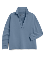 Frank & Eileen Women's Patrick Popover Henley Sweatshirt 100% Cotton Triple Fleece -  Grey Fog