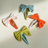 BOW HAIR CLIP SET - BLUE/GREEN