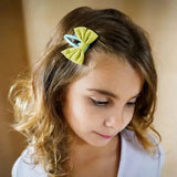 BOW HAIR CLIP SET - BLUE/GREEN
