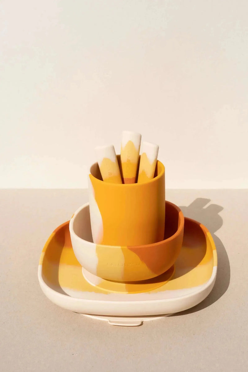 SET OF 2 SILICON TODDLER AND KIDS CUPS - ORANGE