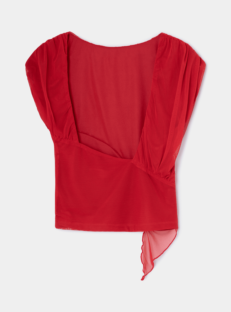 GEMINI RED DRAPED TOP