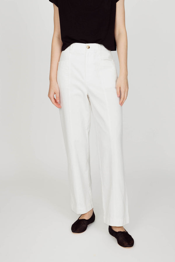 High-waist Denim Wide Pant - Eggshell
