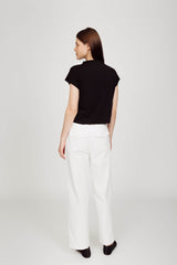 High-waist Denim Wide Pant - Eggshell
