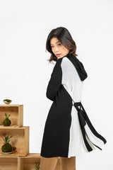 Hooded Wrap Cardigan - Black & White