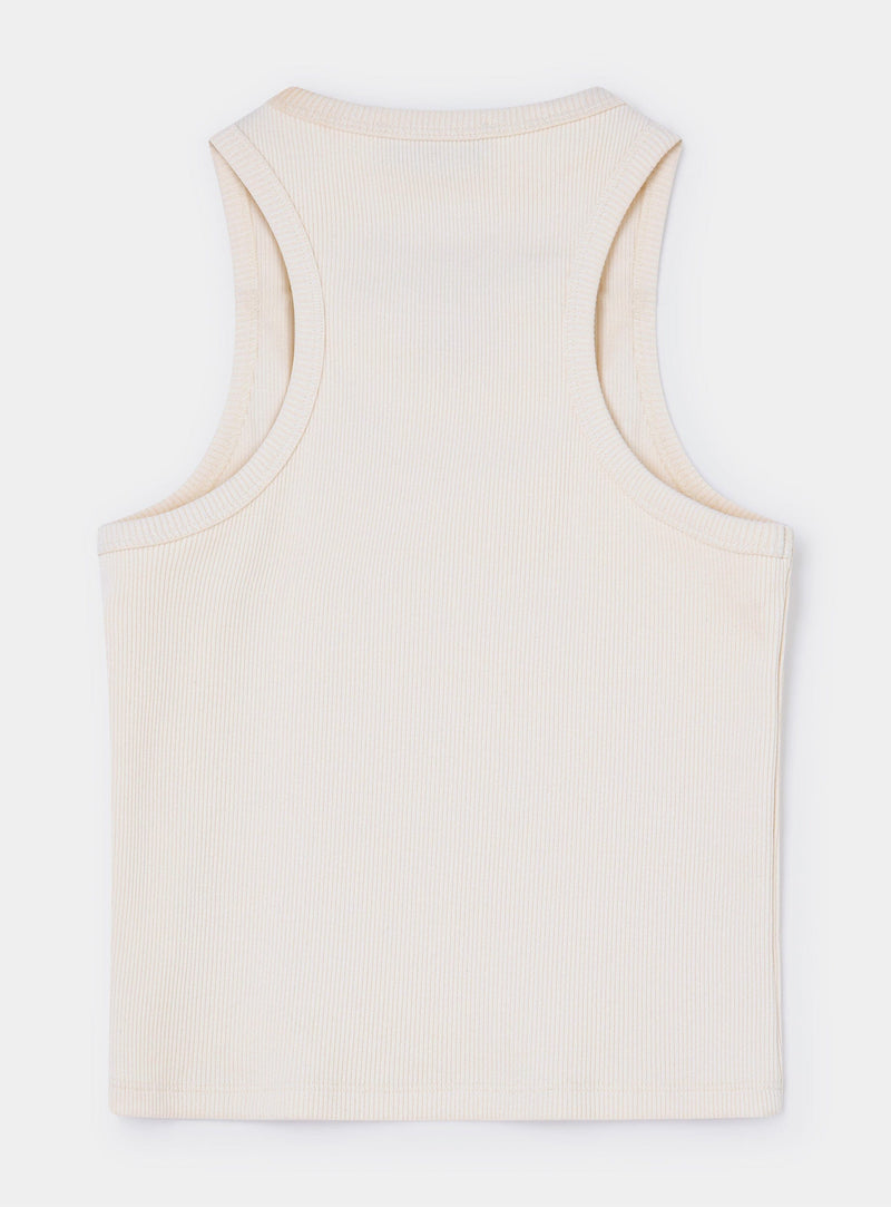 ECRU EMBROIDERED LOGO TANK TOP