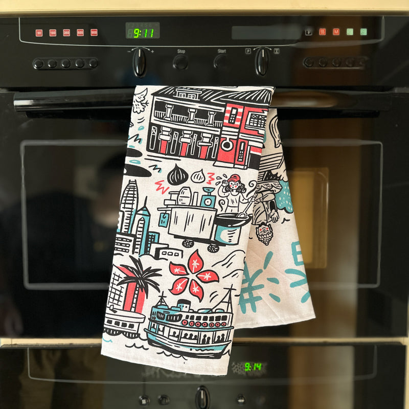 TEA TOWEL - Hong Kong Doodle