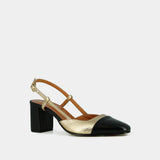 Salomes/babies Dhapop Cuir/cuir Noir-platine