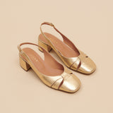 Salomes/babies Distel Cuir Craquele Or