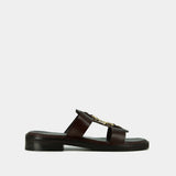 Mules Dop Cuir Marron-Fonce