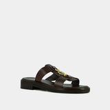 Mules Dop Cuir Marron-Fonce
