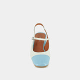 Salomes/babies Doumy Vernis/cuir Bleu-Ciel-ecru
