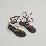 Plagettes Sienna Cuir/corde Marron-Fonce-marron