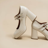 Salomes/babies Verite Cuir Brillant Ecru