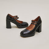 Salomes/babies Verite Vernis Plisse Noir